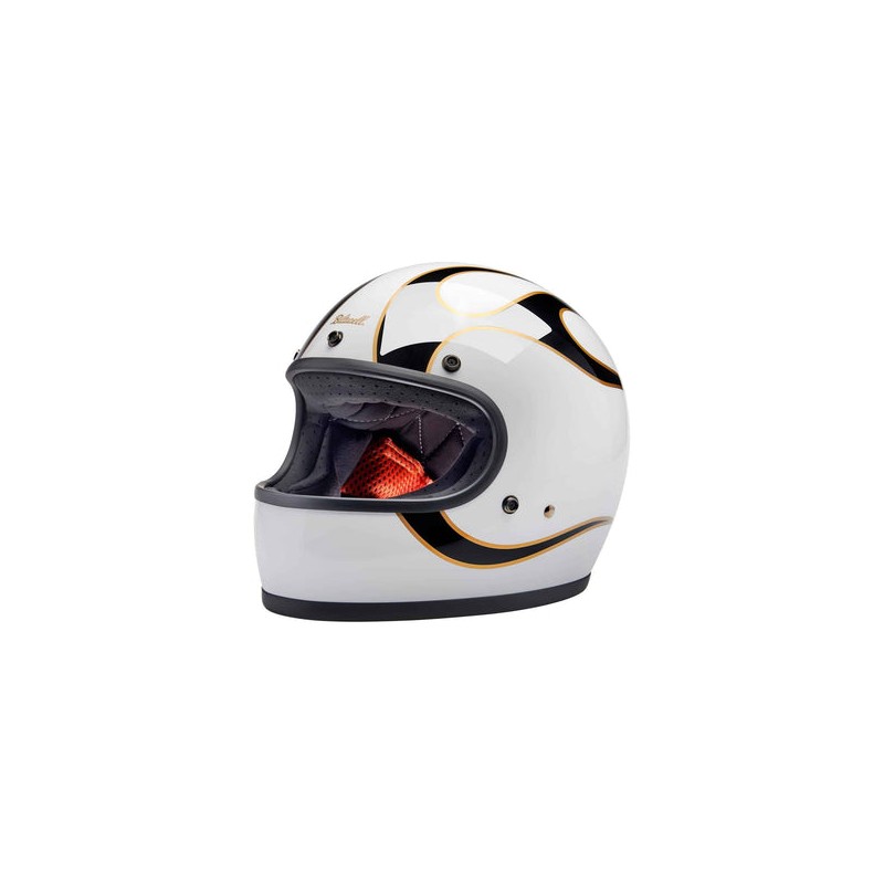 Biltwell Gringo Gloss White / Black Flames ECE R22.06